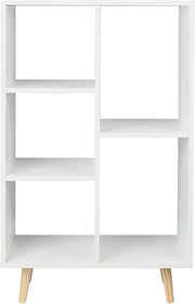 Happyment Boekenkast OPEN - 5 Vakken - Wit - Op potem - Boekenkast - Boekenrek - Woonkamer, slaapkamer en kinderkamer - Hout - 60x30x95CM