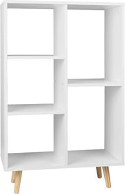 Bolt Edge Boekenkast - Wit - 5 Vakken - Op poten - Hout - Voor slaapkamer of woonkamer