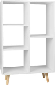 Happyment Boekenkast OPEN - 5 Vakken - Wit - Op potem - Boekenkast - Boekenrek - Woonkamer, slaapkamer en kinderkamer - Hout - 60x30x95CM