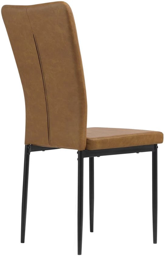 Eetkamerstoelen Delio - Set van 4 - Draaibaar - Fauteuil - Keuken - Voor eettafel - Bruin leer