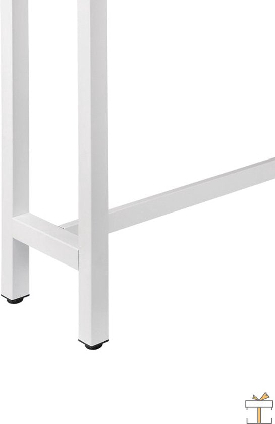 Happyment Bartafel deluxe - Rechthoekig - Bartafel voor Binnen - Metaal - Wit/bruin - 140x40x100cm