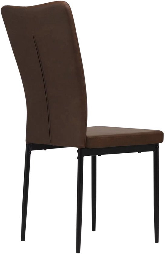 Eetkamerstoelen Delio - Set van 4 - Draaibaar - Fauteuil - Keuken - Voor eettafel - Donkerbruin leer