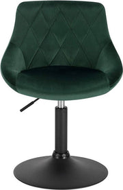 Luxe Barkurk Delvia - Industrial - Donkergroen - Barkrukken set van 2 - Barstoel Kruk - Barstoelen met rugleuning - Keukenstoel - In hoogte verstelbaar - Velvet