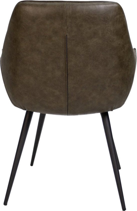 Eetkamerstoel - Groen - Kunstleer - Metalen poten - Zithoogte 49cm