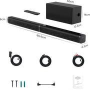 Happyment® Soundbars voor TV & PC - Bioscoop ervaring - Subwoofer - Bluetooth - 3D stereo surround sound USB - 100W