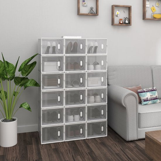 Happyment Schoenenbox Zoda - Transparant - 12 stuks - Sneakerbox - Schoenendoos - Opbergsysteem - Opbergbox