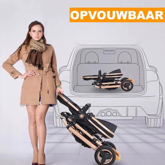 Happyment® kinderwagen 3 in 1 - Met stoel & wieg - Wandelwagen - Zwart