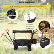Opvouwbare bolderkar - Kinderenvervoer - Zwart - 220L - 150KG
