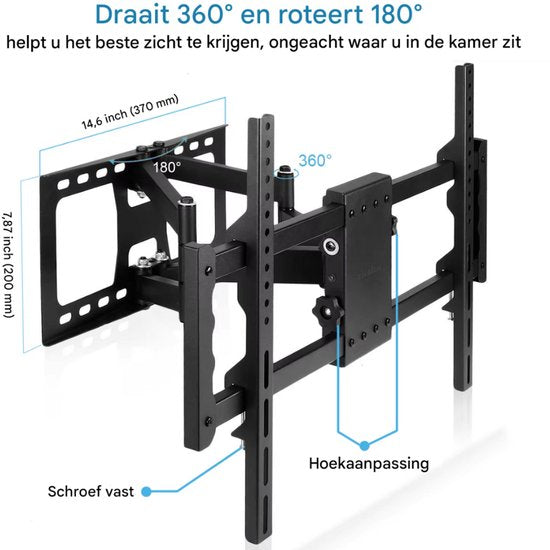 TV muurbeugel - Voor 30"-85" inch - Draaibaar en kantelbaar - Ultra Slim & ruimtebesparend - Beugel statief - Zwart