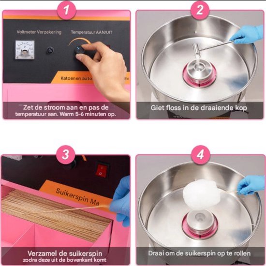 Happyment Suikerspinmachine - RVS - Roze - Professioneel - Instelbaar - Gebruiksvriendelijk