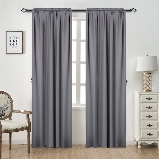Gordijnen - Set van 2 - Grijs - Verduisterend - Fluweel - 117x138cm