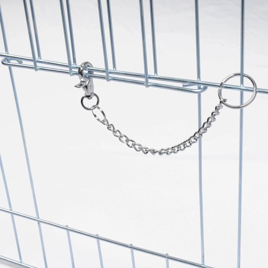 Happyment Luxe Dierenren Diva XL - Ren - Kippenren - Puppyren - Kattenren - Konijnenren - Knaagdierenren - Hondenbench - Zilver - 216 x 116 x 65 cm