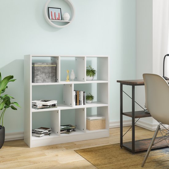 Happyment Open Boekenkast Malda - 8 Vakken - Wit - Boekenkast - Boekenrek - Woonkamer, slaapkamer en kinderkamer - Hout - 97.5 x 30 x 100 cm