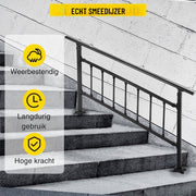 Trapleuning 172cm - Balustrade voor 1-4 tredens - Houders - Leuningen voor Trappen - Staal - Met trapleuninghouders