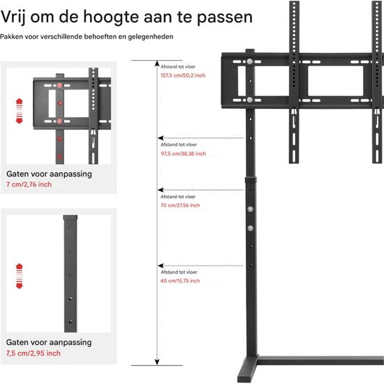 TV vloerstandaard XL - Voor 32"-100" inch - Standaard universeel - In hoogte Verstelbaar - Zwart