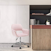 Bureaustoel Zita - Met armleuning - Op wielen - Ergonomische bureaustoel voor volwassenen - Roze - In hoogte verstelbaar - Velvet