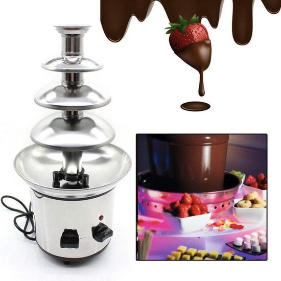 Chocoladefontein Deluxe - 4 Laags - RVS - Chocoladefondue - Wit