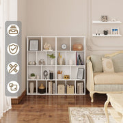 Happyment Open Boekenkast Dada - 10 Vakken - Wit - Boekenkast - Boekenrek - Woonkamer, slaapkamer en kinderkamer - Hout - 60x20x120cm