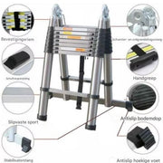Telescopische Ladder 3,8M - Draagbare Multifunctionele Verlengladder - Roestvrijstalen Frame - Opvouwbaar & Compact