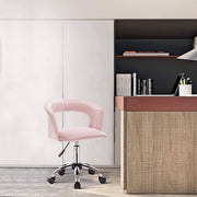 Bureaustoel - Roze Velvet - Ergonomisch - Op Wielen - Verstelbaar