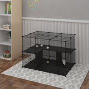 Happyment Dierenren Meri - XXL Ren Deluxe - Verstelbaar - Voor binnen - Puppyren - Kleine dieren - Kittens - Zwart - 38 panelen - 70 x 70 x 105 cm