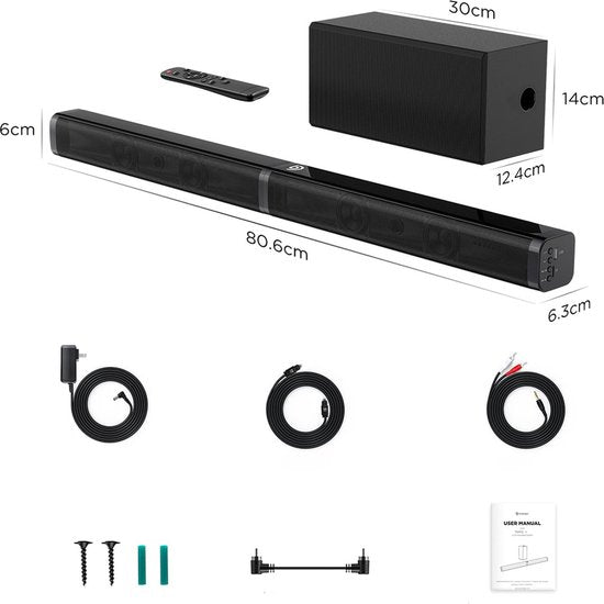 Bolt Edge Soundbar - Bluetooth - Subwoofer - 3D stereo - Voor TV en PC