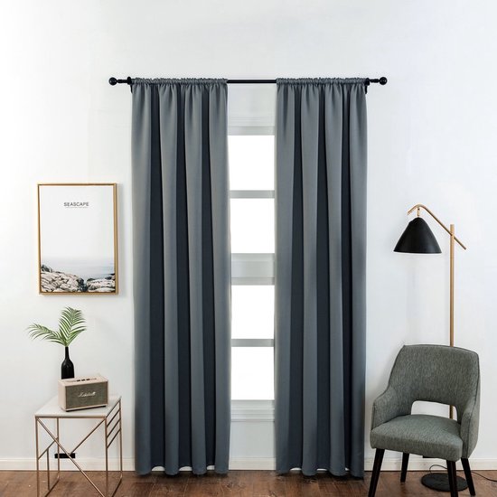 Gordijnen - Set van 2 - Donkergrijs - Verduisterend - Fluweel - 135x175cm