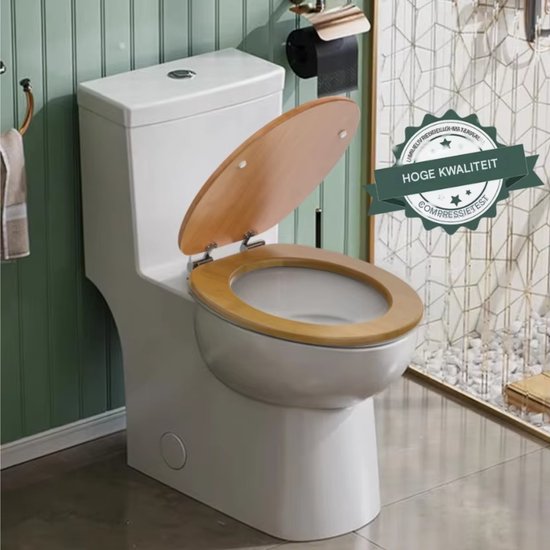 WC-bril - Toiletbril – Voor Toilet & Badkamer – Soft-Close – MDF - Houtlook