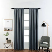 Happyment Gordijnen set Diva 2 stuks - Donkergrijs 135x175cm - Luxaflex - Verduisterend - met Plooiband - Fluweel Isolerend