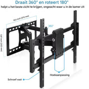 Muurbeugel Fioren - TV muurbeugel - Voor 30"-85" inch - Draaibaar en kantelbaar - Ultra Slim & ruimtebesparend - Beugel statief - Zwart