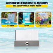 Zwembad fontein milano - 30 cm - Blauwe LED verlichting - Waterval - RVS - Met Connector Slang Klem PTFE Tape
