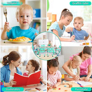 Kindertafel Zyrell en 4 Stoelenset - Voor Peuters en Jonge Kinderen - Verstelbare Tafelset voor Spelen, Studeren & Tekenen - Duurzaam Kunststof in Neutrale Kleuren - Groen - 120x60cm