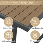 4-delig Tuinmeubelset - Loungeset - Tuinlounge Lounge Set - Voor Tuin of Terras - 3 Sofa’s, 2 Fauteuils & Salontafel - Kunststof Hout, Touw & Gegalvaniseerd Staal