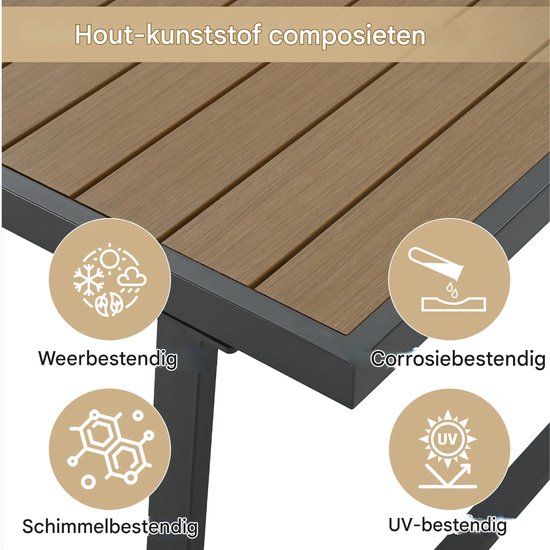 4-delig Tuinmeubelset - Loungeset - Tuinlounge Lounge Set - Voor Tuin of Terras - 3 Sofa’s, 2 Fauteuils & Salontafel - Kunststof Hout, Touw & Gegalvaniseerd Staal