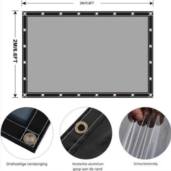 PVC Zeil Valora - Met oogjes - Weerbestendig - Zeildoek - Voor veranda, kas, terras, tuin - Waterdicht & UV-bestendig - Donkergrijs transparant - 300x400cm