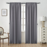 Happyment Gordijnen set Diva 2 stuks - Grijs 168x229cm - Luxaflex - Verduisterend - met Plooiband - Fluweel Isolerend