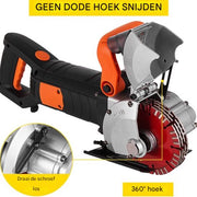 Happyment Elektrische muurfrees - 3000W - met 5 zaagbladen - Sleuvenzaagmachine - Oranje