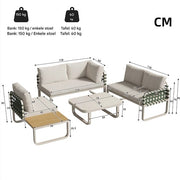Tuinmeubelset - Loungeset - Tuinlounge Lounge Set - 4-5 Zits Lounge Set - Groen Leder & Rotan - Met Comfortabele Kussens voor Buiten