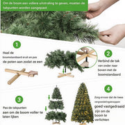 Kerstboom met verlichting - Spar - 210cm - Met houten standaard