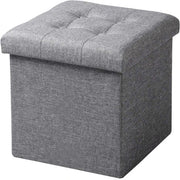 Happyment Poef Lichtgrijs - Met opbergruimte - Opbergbank Poef - Voetenbank - Opbergbox hocker - Zitkist met deskel - Stof - 50x35x45cm