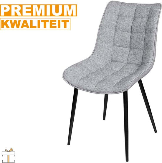 Happyment Luxe Eetkamerstoelen - Lichtgrijs - Fauteuils met armleuning - Woonkamerstoelen - Keukenstoelen - Kuipstoel - Linnen - Set van 2