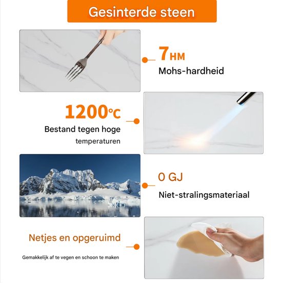 Ronde Eettafel Marmer - Eetkamertafel - Voor Eetkamer of restaurant - 80 cm - 4 personen - Grijs