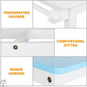 Happyment Kindertafel en 2 Stoeltjes - Kindermeubel - Speeltafel - Kinderbureau - Wit, blauw, oranje