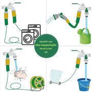 Kogelkraan - Dubbele Aansluiting Tankadapter - Kogeluitlaat - Kraanafvoeradapter voor Algemene Tonnen en Regenwatercontainers - Messing Kraanklep met Kogelkraan