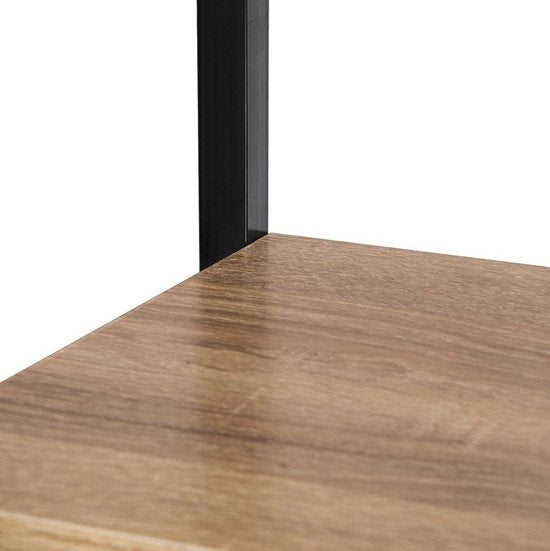 Bolt Edge Boekenkast - Zwart/Oak - Industrieel - 6 Lagen - 60x28x180cm - Hout/Metaal