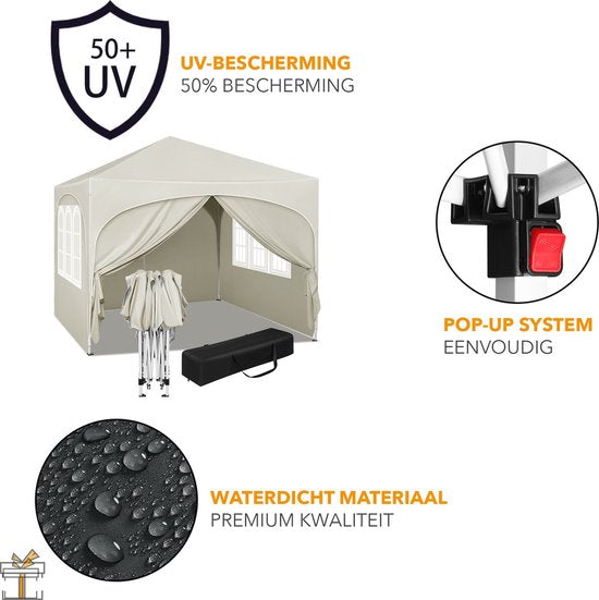 Bolt Edge Partytent - Beige - Easy up - Opvouwbaar - Waterdicht - 3x3m