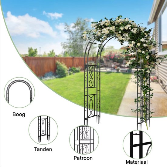 Rozenboog Valora - 215cm - Tuinboog - Decoratie - Buitenluifel - Versiering - Multifunctioneel - Voor klimplanten