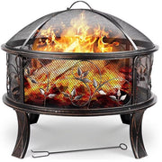 Vuurkorf Valora met vonkenbeschermer - Tuinbarbecue - Vuurschaal - Terrashaard - Rookbarbecue - Voor Buiten BBQ - Voor tuin, terras en winterverwarming - Retro tuinhaard inclusief poker- en houtskoolrooster - Ø71 cm