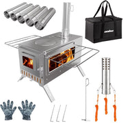 Campingkachel Fioren - Campingtent Houtkachel - Kooktoestel - Voor Buitenverwarming - Pannen - Grill - RVS