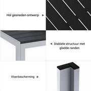 Tuintafel Tavien - Buitentafel - Eettafel buiten - Outdoor - Voor Tuin & Terras - Rechthoekige Aluminium Tafel met Metalen Lattenbodem -110x70x73 cm - Grijs